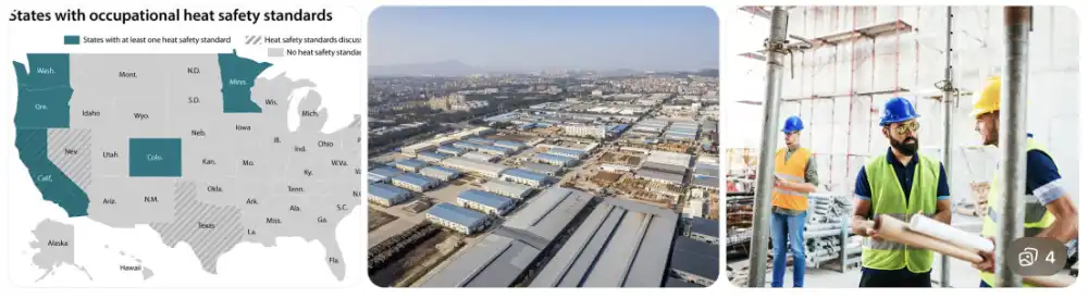 Aerial view of industrial areas with dense factory buildings